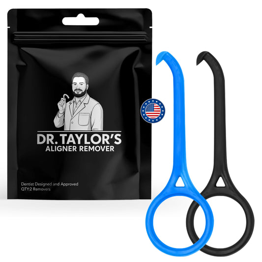 Dr. Taylor’s Removal Tool - Dentist Designed and Approved. Remover for Clear Aligners, Retainers, Dentures & Trays - Safe and Easy to Use with Anti-Slip Grip. 2 Pack