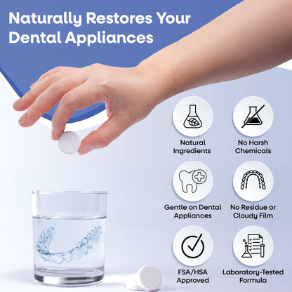 Dr. Taylor’s Retainer & Aligner Cleaner – 120 Mint Tablets | Removes Stains & Odor | Pod-Compatible, FSA/HSA Eligible