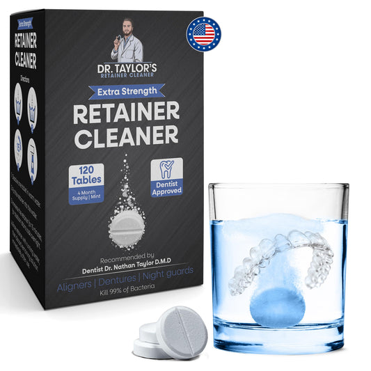 Dr. Taylor’s Retainer & Aligner Cleaner – 120 Mint Tablets | Removes Stains & Odor | Pod-Compatible, FSA/HSA Eligible