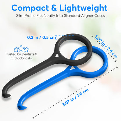 Dr. Taylor’s Removal Tool - Dentist Designed and Approved. Remover for Clear Aligners, Retainers, Dentures & Trays - Safe and Easy to Use with Anti-Slip Grip. 2 Pack