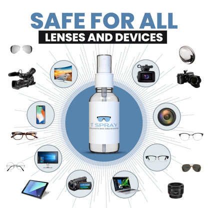 T-Spray Anti Fog Spray - Professional-Grade Anti-Fog Spray for Glasses, Dental Loupes, Hockey mask, Motorcycle Visor, Snorkel Mask, Swim Goggles - Reef-Safe and Eyeglasses Cleaner - Made in USA - 2oz