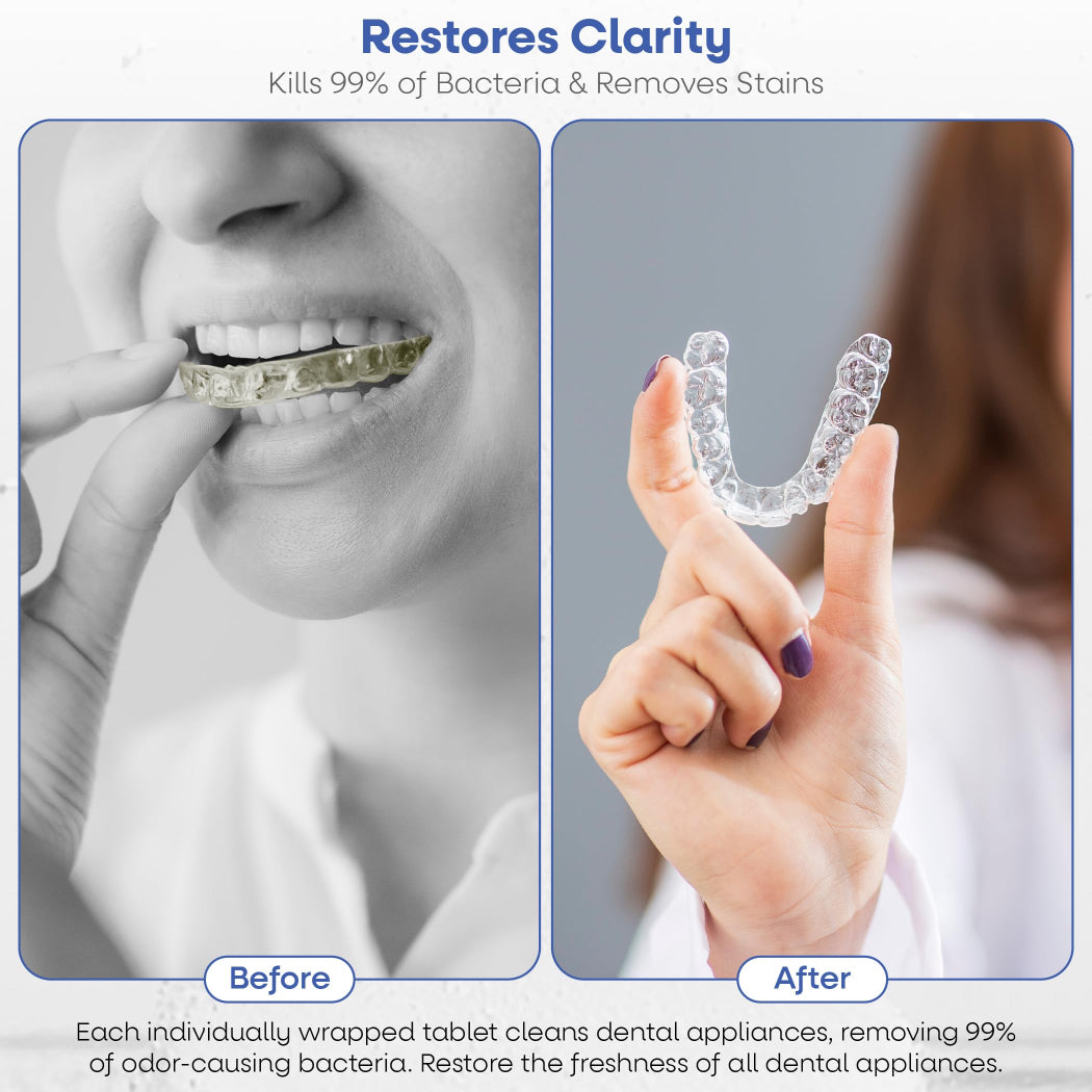 Dr. Taylor’s Retainer & Aligner Cleaner – 120 Mint Tablets | Removes Stains & Odor | Pod-Compatible, FSA/HSA Eligible