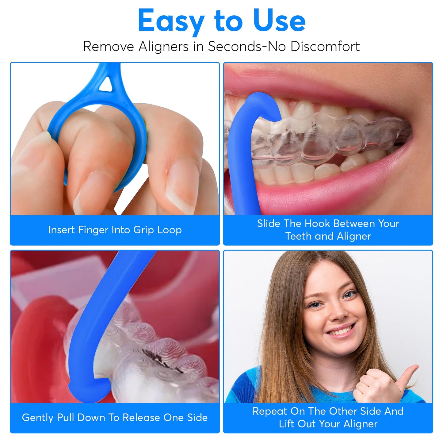 Dr. Taylor’s Removal Tool - Dentist Designed and Approved. Remover for Clear Aligners, Retainers, Dentures & Trays - Safe and Easy to Use with Anti-Slip Grip. 2 Pack