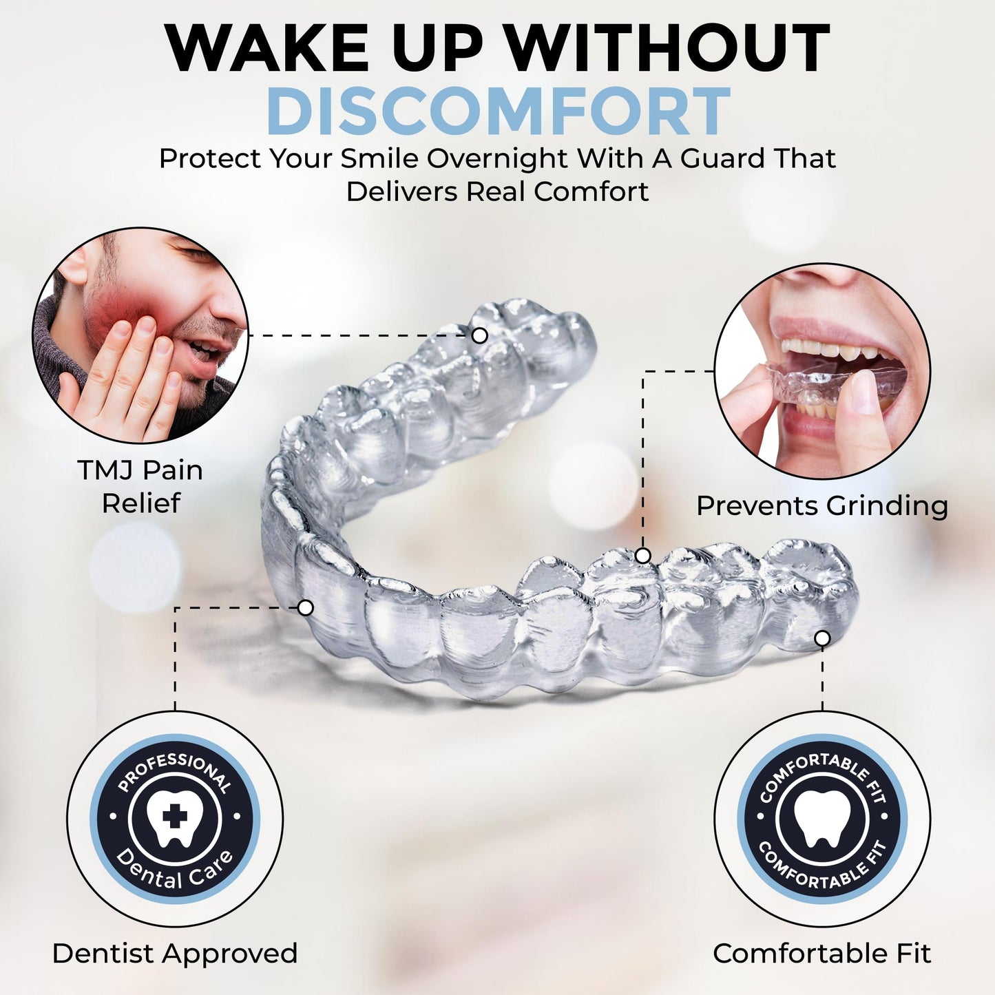 Dr. Taylor’s Dental Night Guard for Teeth Grinding, TMJ Relief – Dentist Designed Mouth Guard for Bruxism, Clenching, Jaw Pain – Custom Fit, Comfortable, BPA-Free – for Men & Women